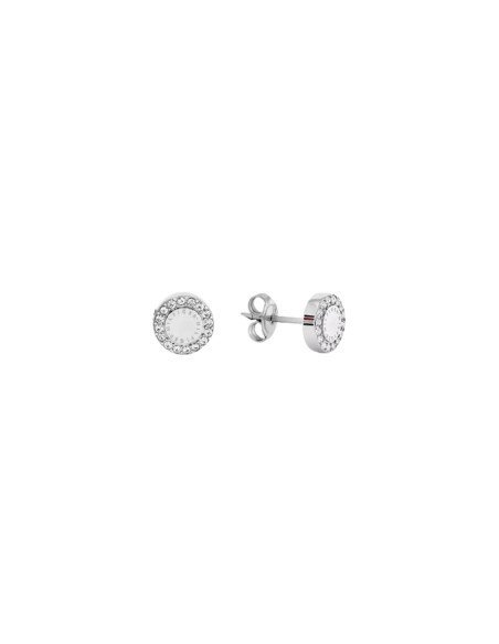 TOMMY HILFIGER PENDIENTES BOTÓN ACERO Y CRISTALES BRILLANTES RF2780907